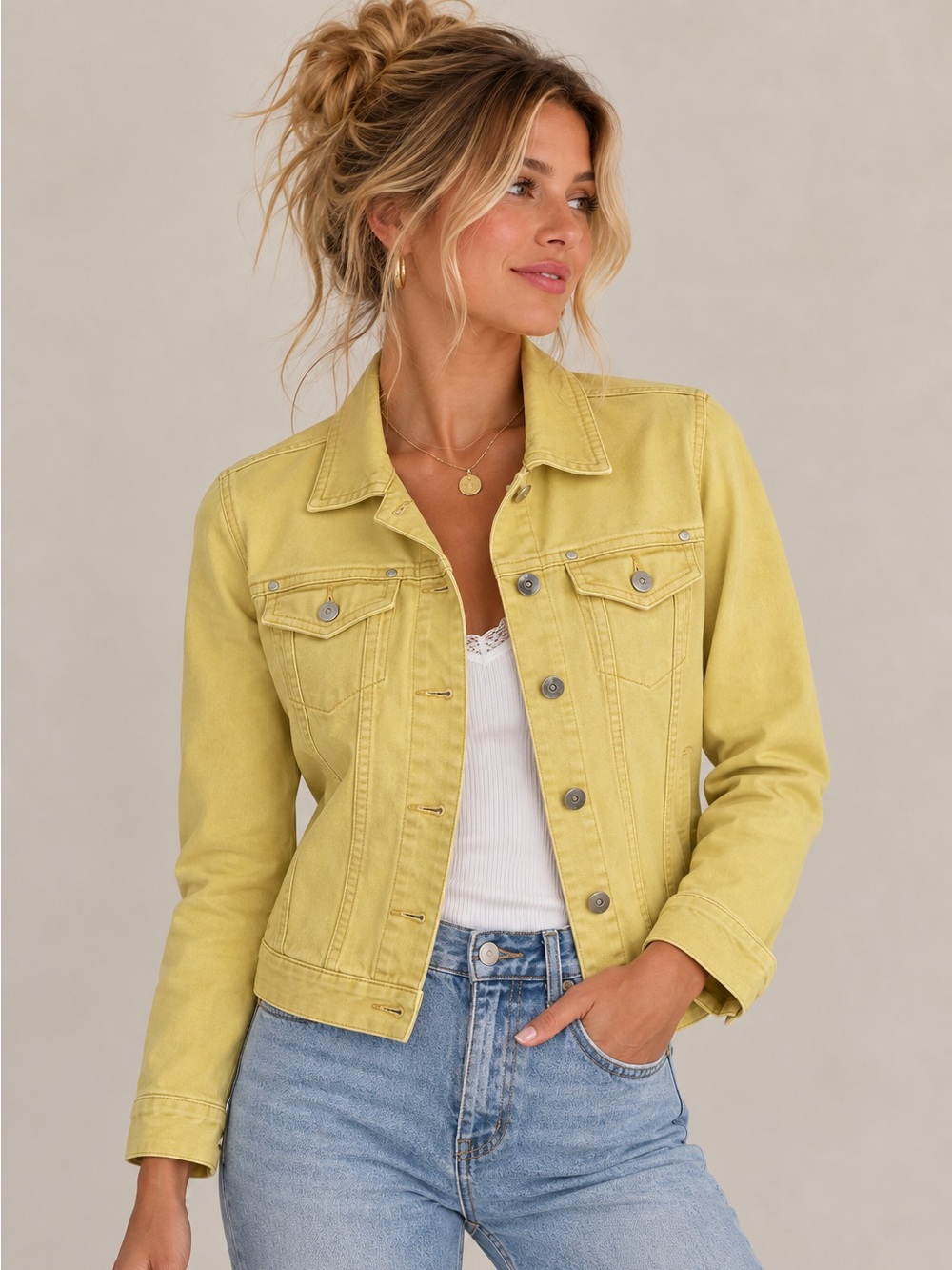 CABI • yellow jean jacket